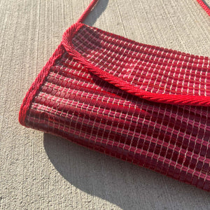 VINTAGE RED WOVEN HAND BAG PURSE