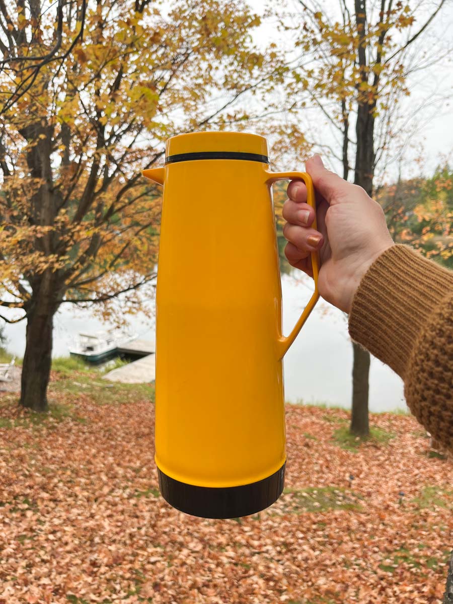 vintage yellow thermos for coffee