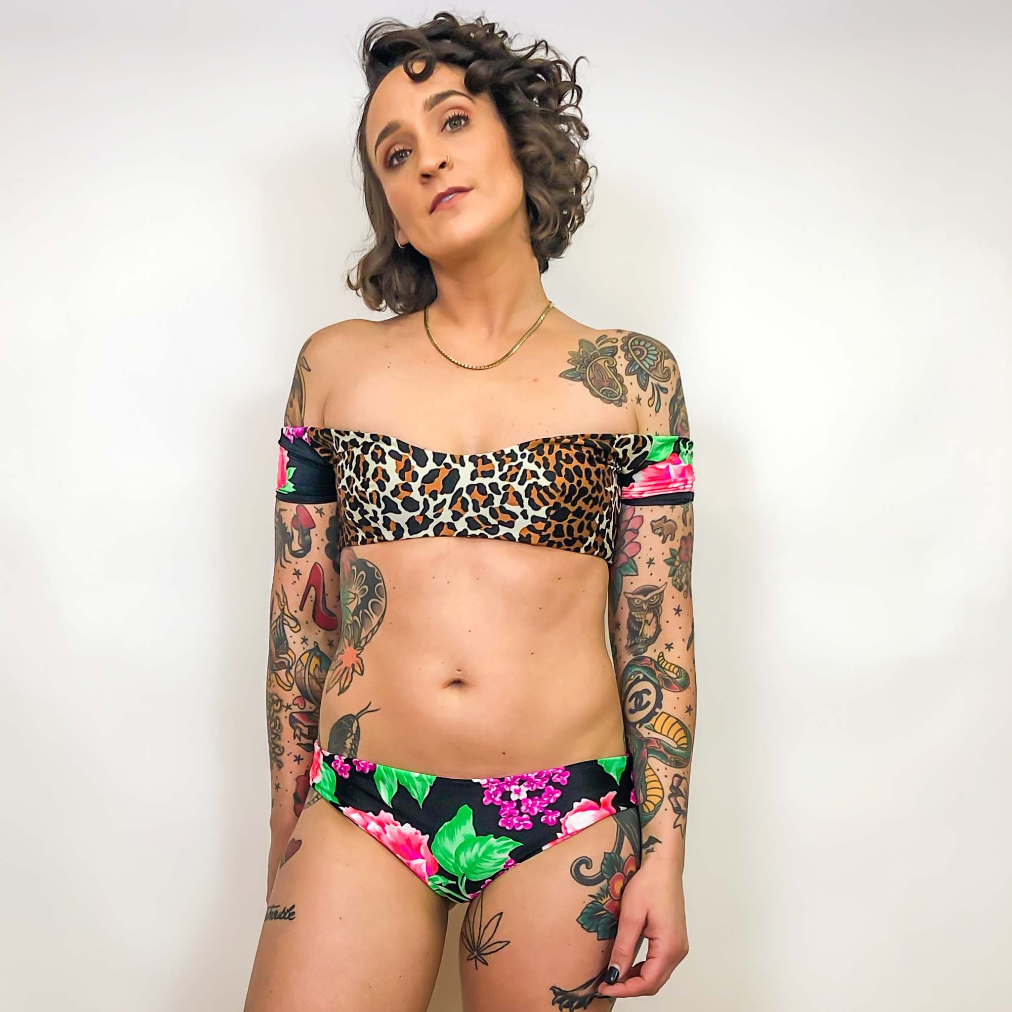 leopard crop top bikini