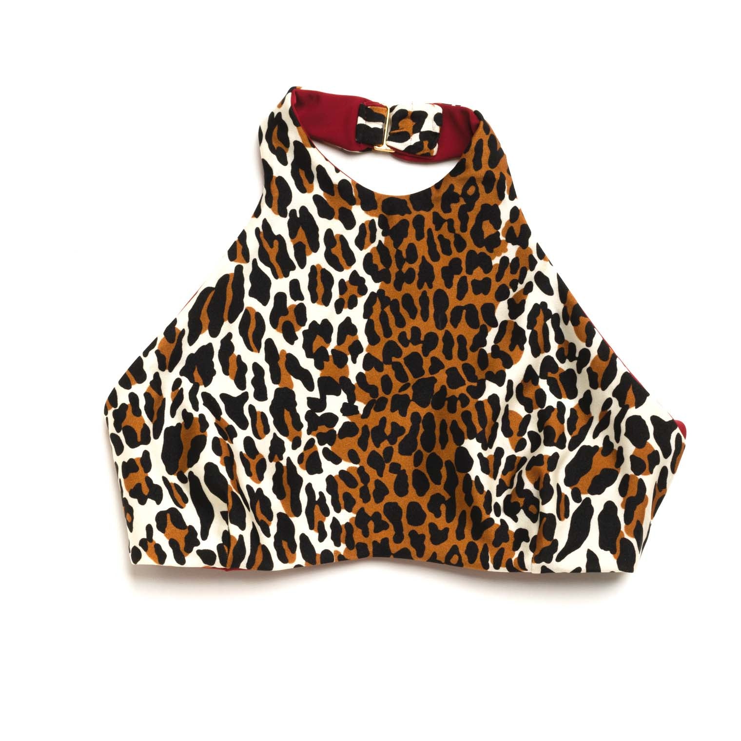 leopard halter bikini top