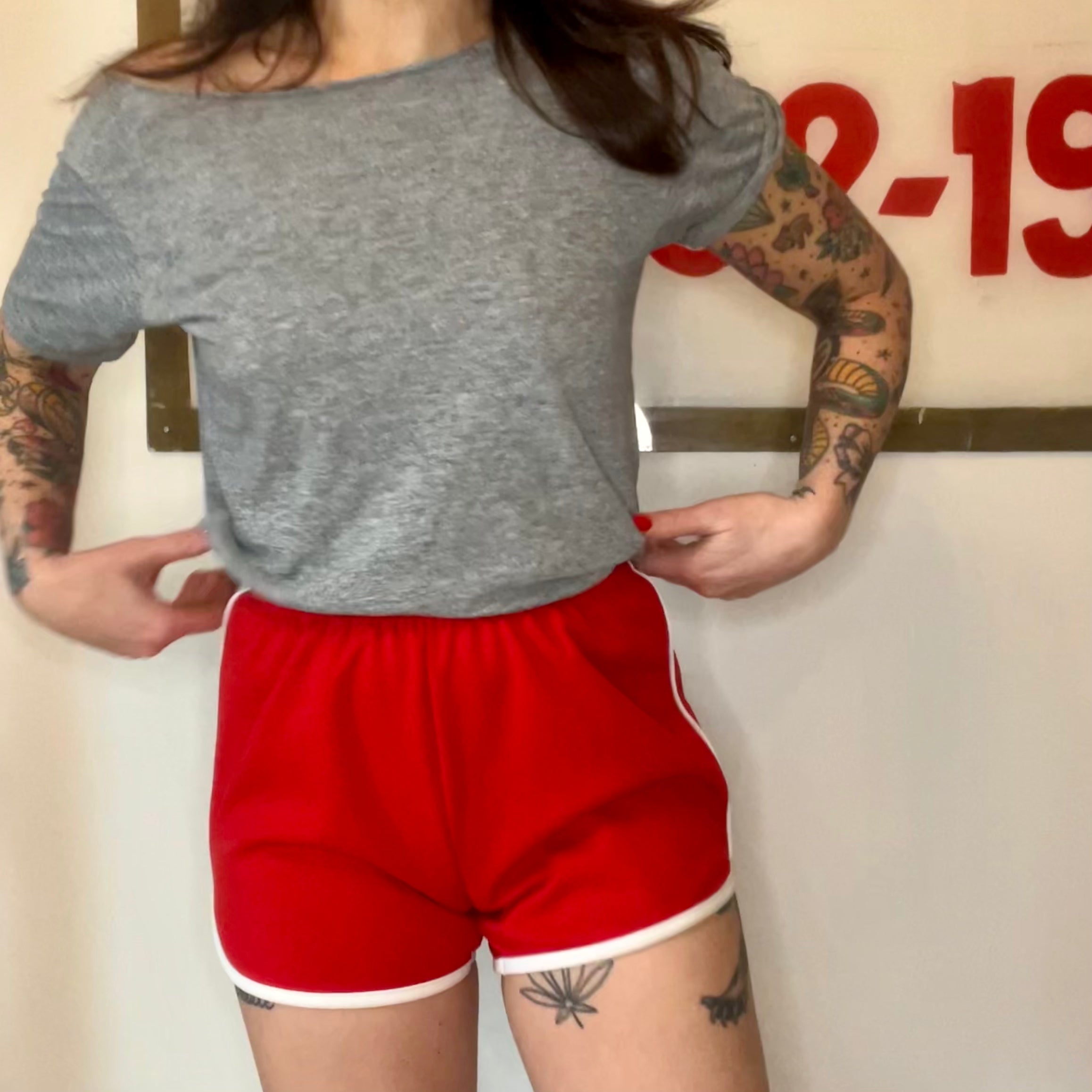 VINTAGE RED TRACK SHORTS: THE SPORTY SHORTY SHORTS