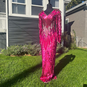 VINTAGE SEQUIN AND BEADED MAXI DRESS : THE QUEEN DRESS