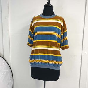 VINTAGE STRIPED VELOUR SHIRT : HANG TEN TOP