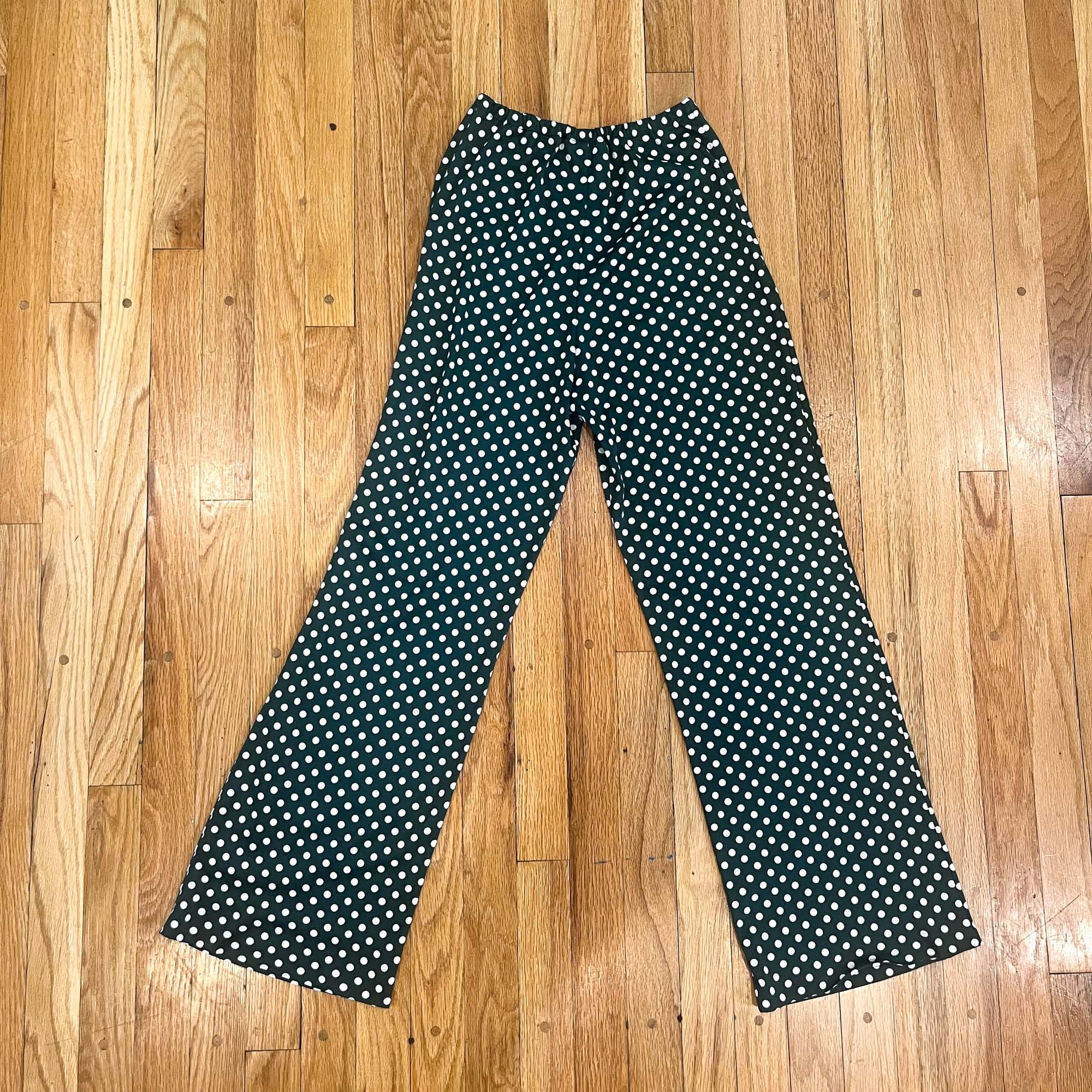 vintage green and white polka dot pants