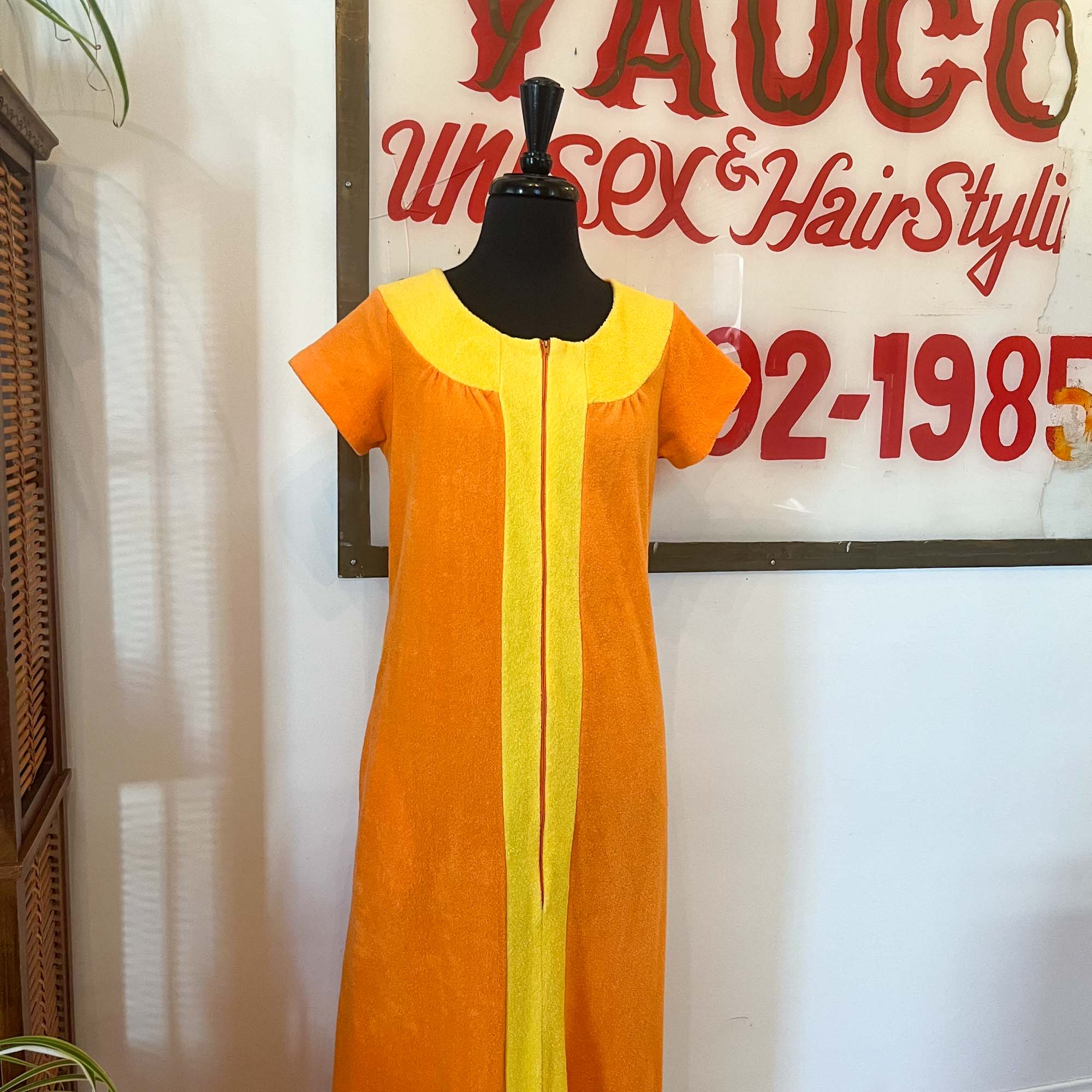 VINTAGE TERRY CLOTH MAXI DRESS : THE ORANGE JULIUS DRESS