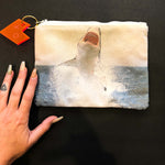 shark printed cosmetic pouch
