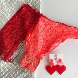 HEART STOPPER LACE AND FRINGE PANTY