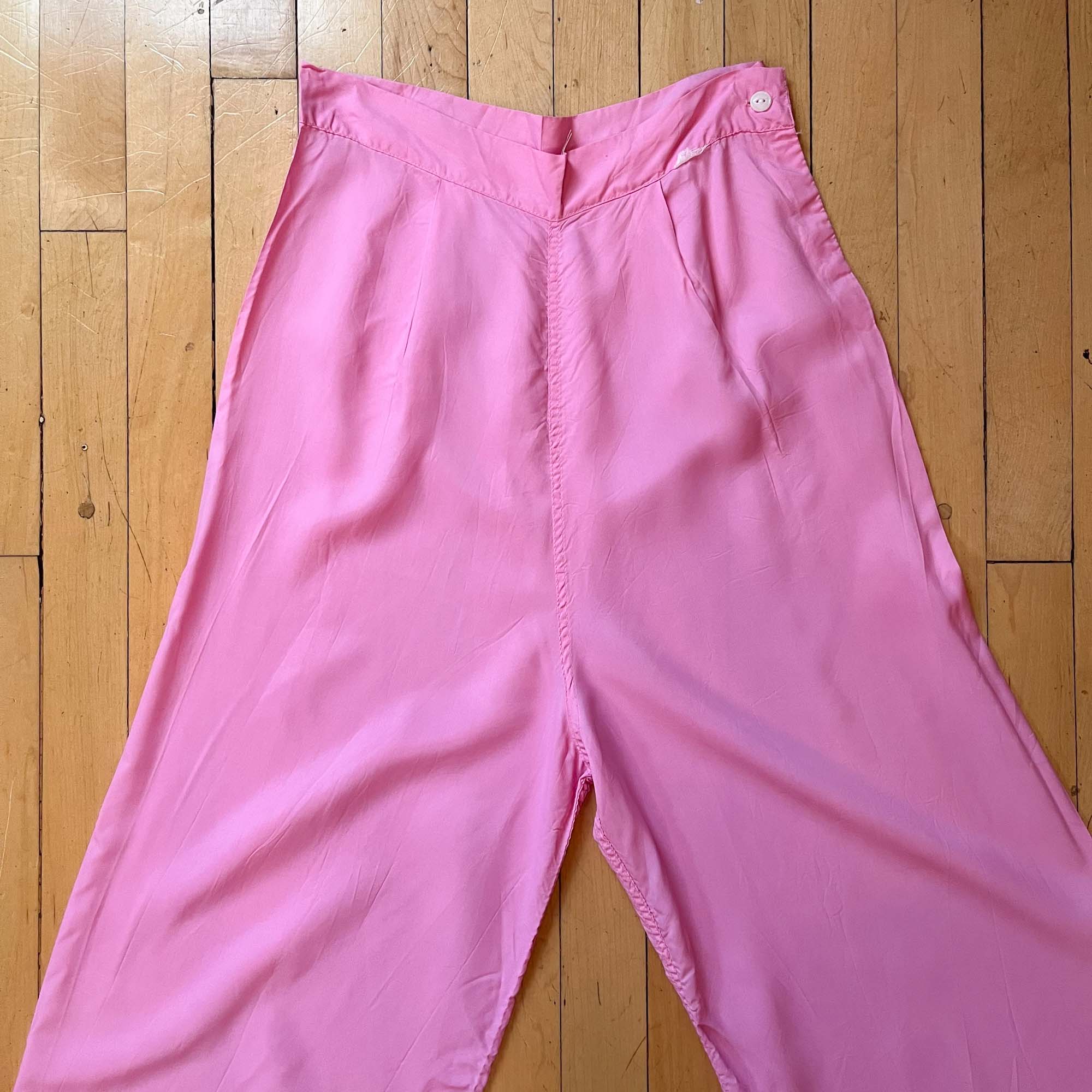 vintage 1950s pajama pants pink petite