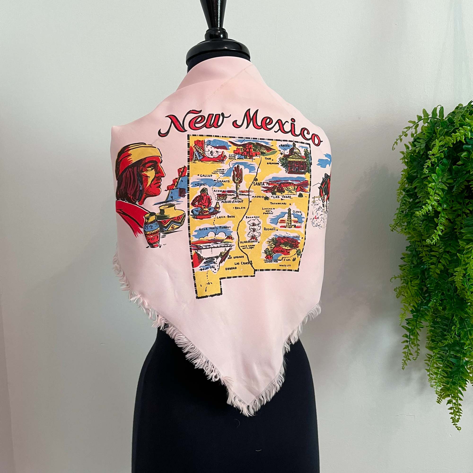 VINTAGE PINK NEW MEXICO SOUVENIR SCARF