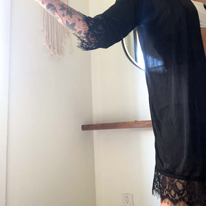 VINTAGE BLACK LACE TRIM SLIP THE ROBE YOU'VE BEEN LOOKING FOR