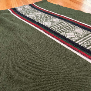 VINTAGE OFF DUTY PONCHO BLANKET : FOREST GREEN WHITE AND RED ADULT ONE SIZE