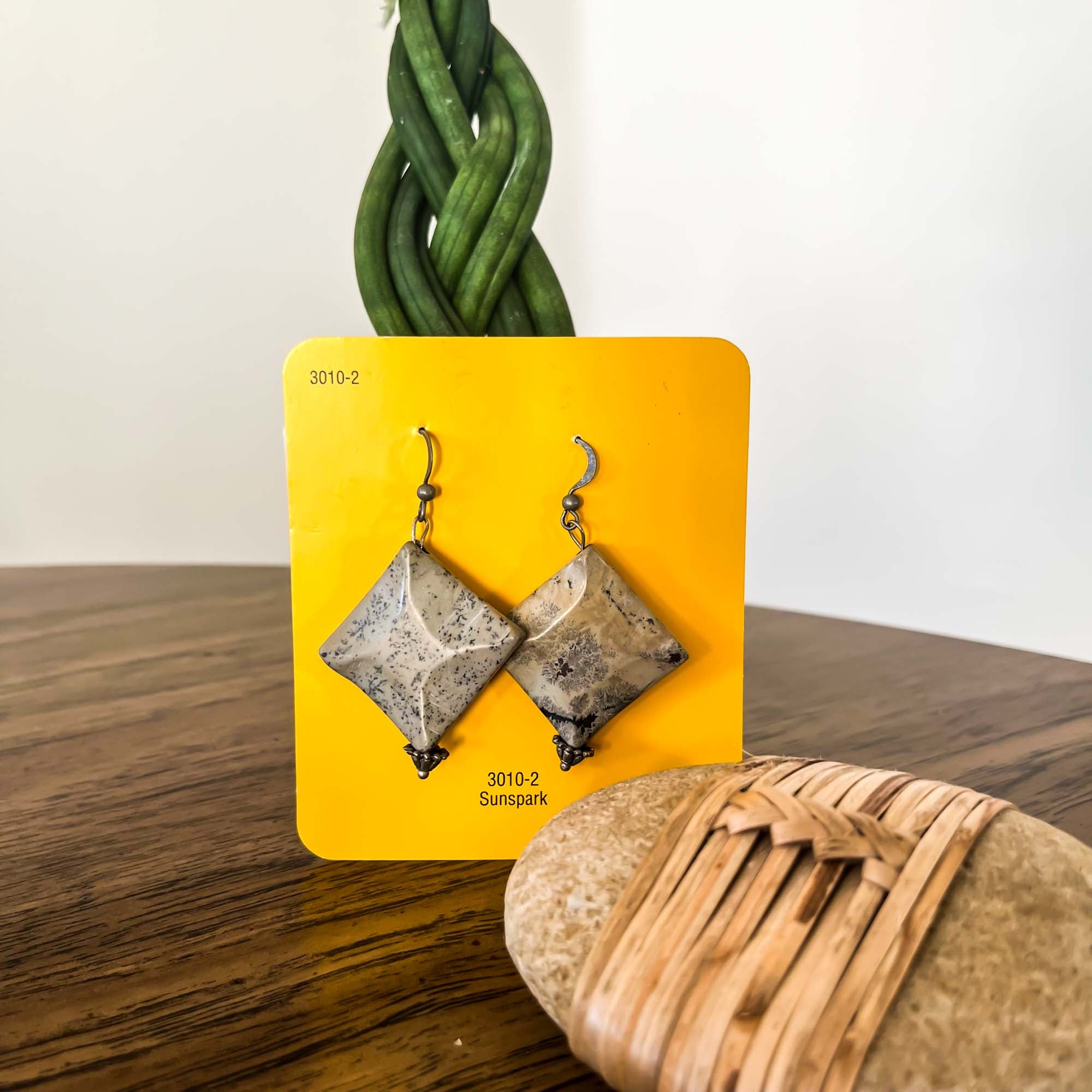 Shop Grey Natural Stone Dangler Earrings by JOHORI at House of Designers –  HOUSE OF DESIGNERS