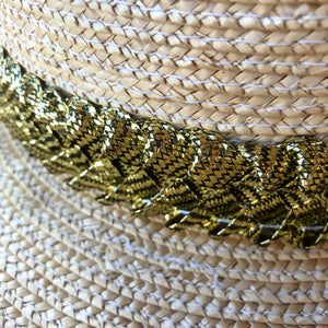 VINTAGE STRAW HAT WITH GOLD BAND